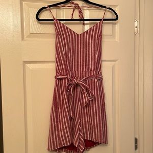 Hollister Red Stripe halter romper